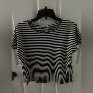 Chico’s Black & White Striped Women’s Crewneck Short-Sleeve Tee, Chico Sz 0